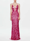 Elegant Pink Gem Sequin Maxi Dress