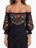 Minimalist Strapless Embroidered Midi Dress