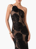 Rose Flower Three-Dimensional Burnt Flower Maxi Dress