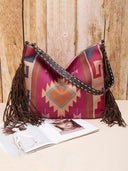 Retro Bohemian Woven Fringe Linen Shoulder Tote Bag