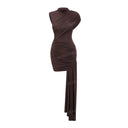 Asymmetric Ruched Draped Mini Dress