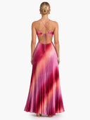 Ombre Halter Pleated Maxi Dress