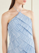 Pleated Tiered Halter Maxi Dress