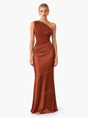 Elegant One Shoulder Neck Pleated Party Maxi Dress