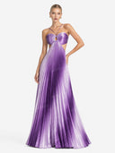 Ombre Halter Pleated Maxi Dress