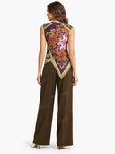 Unique Retro Floral Print Tassel Vest Two-Piece Set