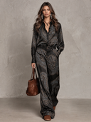 Paisley Print Shirt & Wide Leg Pants Set
