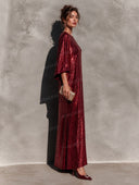 Sequin Cape Sleeve Maxi Party Dress