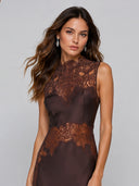 Sexy Lace Satin Maxi Dress