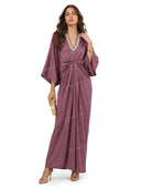 Casual V-Neck Twist Waist Batwing Sleeve Kaftan Maxi Dress
