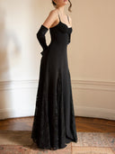 Elegant Satin Lace Patchwork Spaghetti Strap Maxi Dress