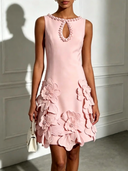 Elegant Floral Sleeveless Keyhole Mini Dress