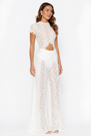 Lace Long-sleeved Top And Wide-leg Pants Set（Headscarf Not Included）
