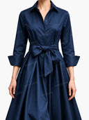 Minimalist Lace-up Design Long Sleeve Maxi Dress