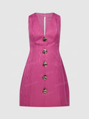 Elegant V-Neck Button Front Mini Dress