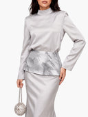 Elegant Satin Mock Neck Top & Mermaid Maxi Skirt Two-Piece Set