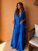 Boho Print Deep V-Neck Top & Wide Leg Pants Two-Piece Set