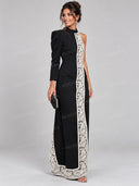 Elegant One-Shoulder Lace Panel Two-Piece Set