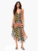 Casual Geometric Stripe Print Flowing Maxi Dress