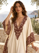 Retro Paisley Border Print Kaftan Maxi Dress