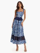 Floral Print Square Neck Peplum Lace Trim Two-Piece Set