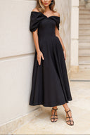 Elegant Off-the-shoulder Draped Maxi Dress