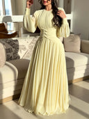 Elegant Ruched Chiffon Waist-Defined Maxi Dress