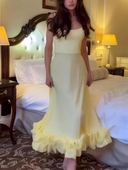 Elegant Ruffled Chiffon Midi Dress