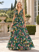 V-Neck Printed Maxi Dress