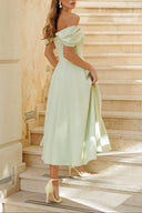 Elegant Off-the-shoulder Draped Maxi Dress