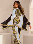 Retro Geometric Print Relaxed Top & Wide Leg Pants Set