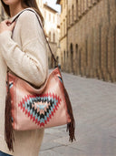 Retro Western Style Woven Tassel Shoulder Bag