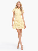 Floral Lace Cutout High Neck Mini Dress