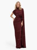 Irregular Shawl Pleated Maxi Dress