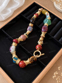 Multicolor Beaded Gold Statement Necklace