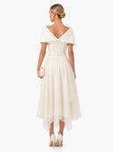 Elegant Off-Shoulder Pleated Midi Dress