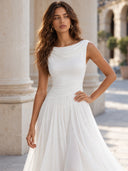 Elegant Pleated Skirt Waist Ruched Midi Dress