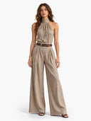Minimalist High-Neck Off-Shoulder Jumpsuits