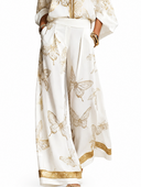 Elegant Butterfly Print Zip Shirt