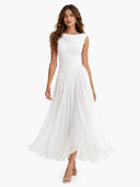 Elegant Pleated Skirt Waist Ruched Midi Dress