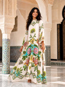 Exquisite Sunshine Floral Print Flowing Maxi Dress