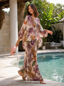 Romantic Floral Print Lace-Trim Two-Piece Set