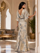 Elegant Floral  Flutter Sleeve Mermaid Maxi Dress