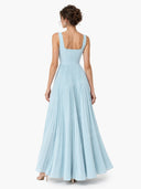 Elegant Square-neck Pleated Maxi Dress