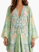 Unique Floral Print V Neck Oversized Midi Dress