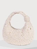 Boho Hollow Crochet Lace Knotted Handle Hobo Shoulder Bag