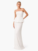 Elegant Strapless Ruched Skirt Two-Piece Set
