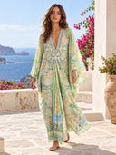 Unique Floral Print V Neck Oversized Midi Dress