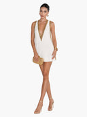 Exquisite Sequin Colorblock Trim V-neck Sleeveless A-line Mini Dress