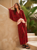 Casual Abstract Tie-Dye Kimono Sleeve Maxi Dress